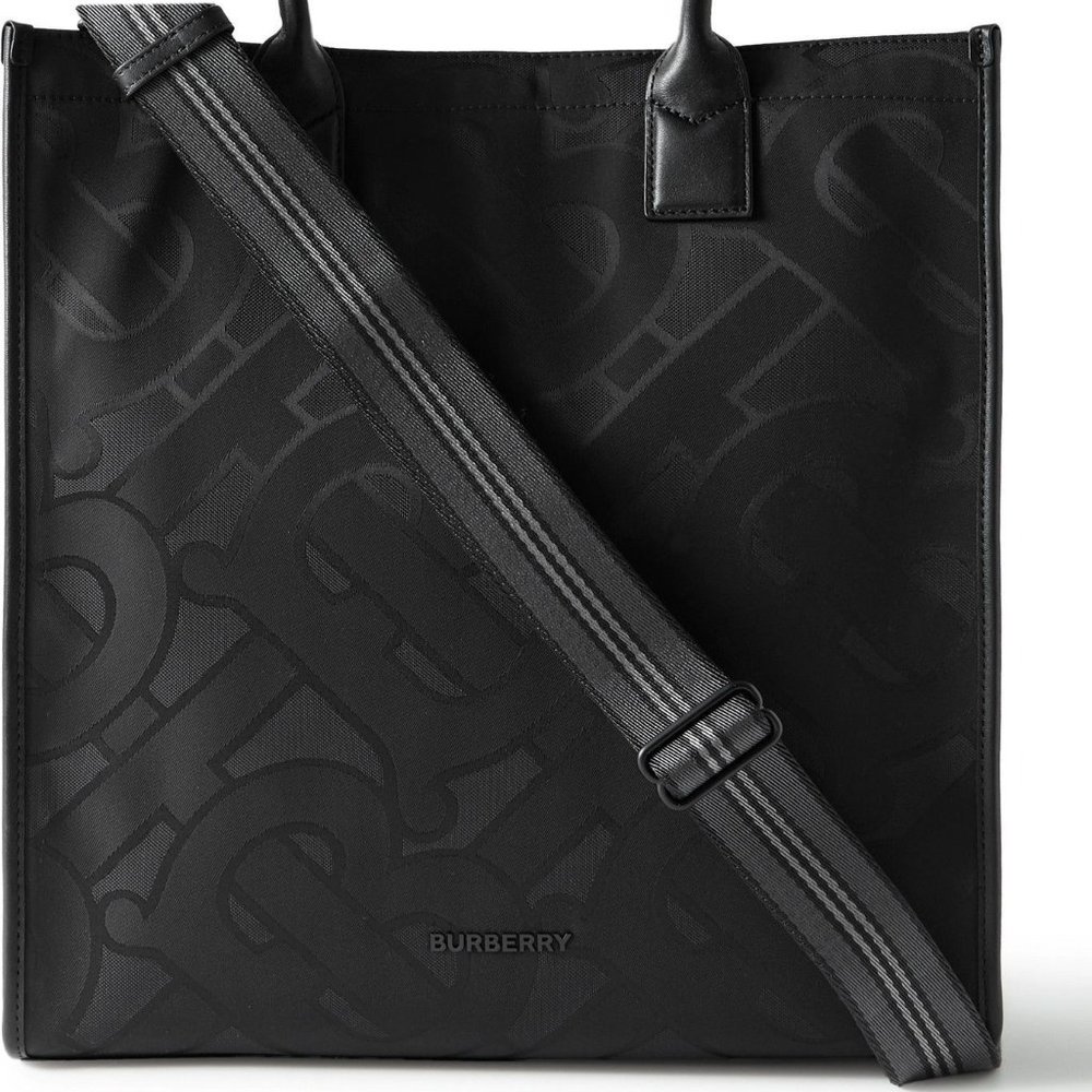 Burberry - Leather-Trimmed Recycled Logo-Jacquard Tote Bag